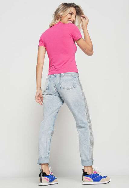 Kit 3 Blusas  Gola Alta Comfy Malha Preta, Rosa e Mescla