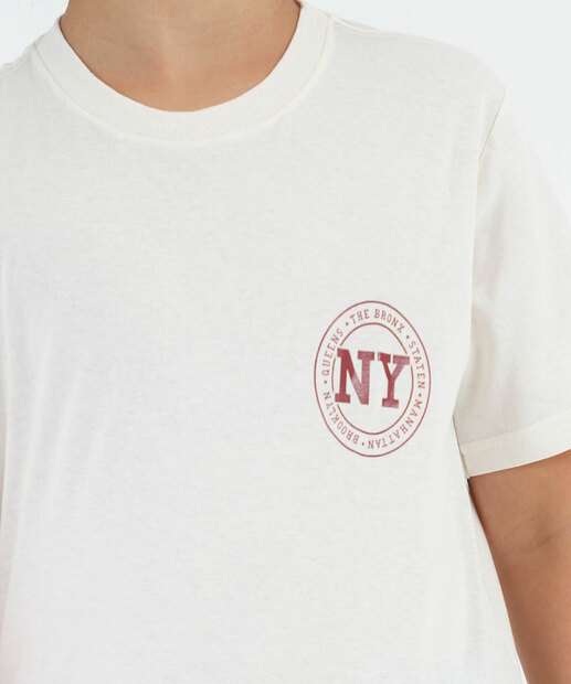 Camiseta Juvenil Estampada Marisa Tam 10 a 16 Off White