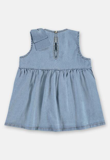 Vestido Jeans Elastano Laço Ombro Up Baby