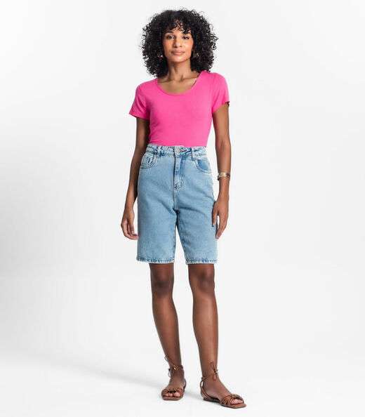 Blusa Feminina Viscotorcion Básica Rovitex Rosa