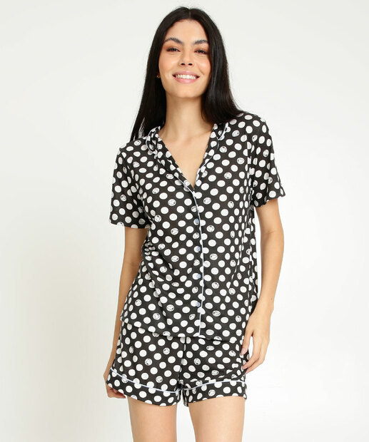 Pijama Americano Feminino Poá Snoopy