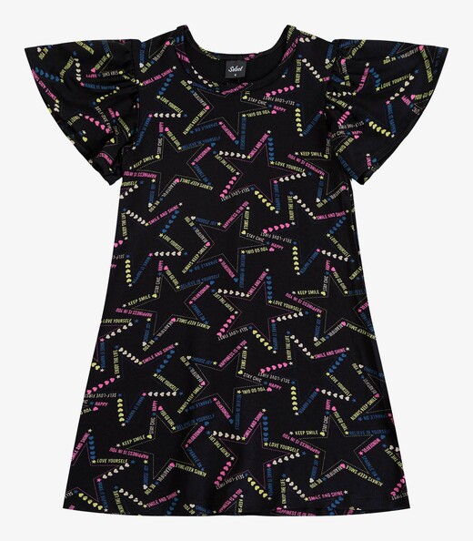 Vestido Infantil Feminino Estampado Select Preto