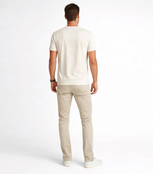 Camiseta Masculina Básica Com Gola Em V Select Bege