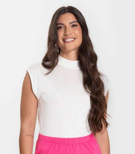 Regata Feminina em Visco Tricot Infinita Cor Bege
