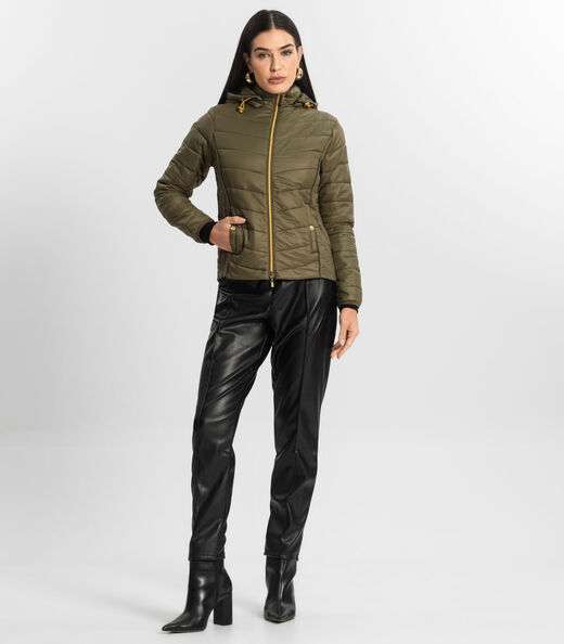 Jaqueta Feminina com Capuz em Microfibra Endless Verde