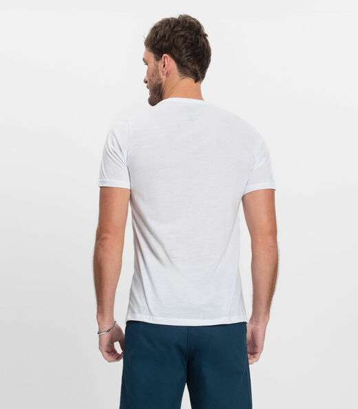 Camiseta Masculina Manga Curta Meia Malha Diametro Branco