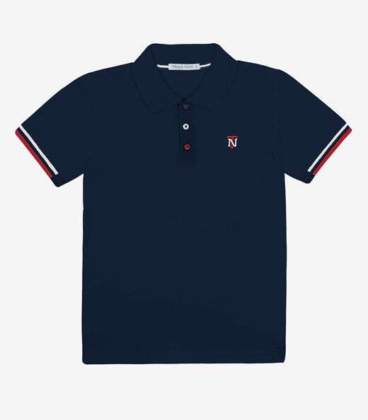 Polo Infantil Manga Curta Piquet Trick Nick Azul