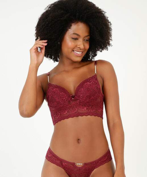 Sutiã De Renda Bra Top Com Bojo Pérolas Marisa