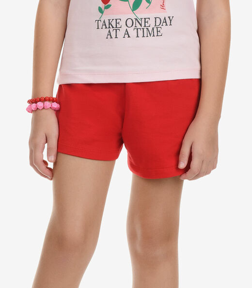 Conjunto Blusa com Shorts Meia Malha Rovi Kids Rosa