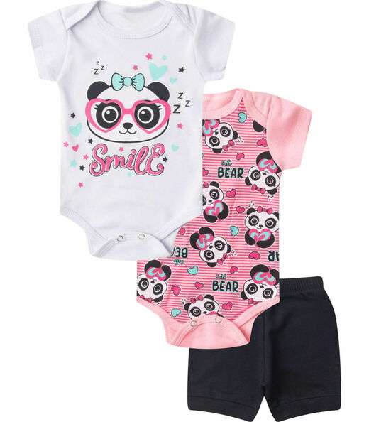 Image_Kit Body Infantil Curto 3 Peças Select Rosa