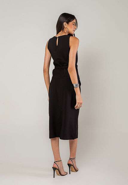 Conjunto Alfaiataria Saia Midi e Regata Preto Salvatore