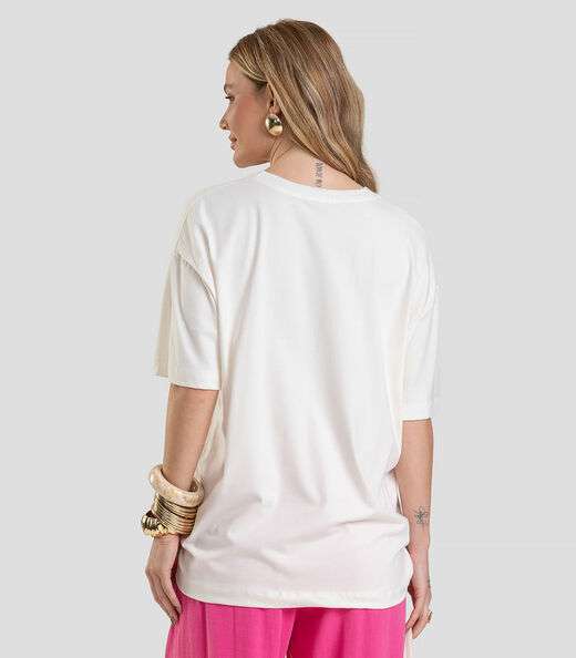 T-Shirt Oversized Feminina Dianna Bege