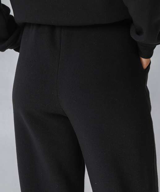 Calça Moletom Wide Leg Feminina Marisa Preto