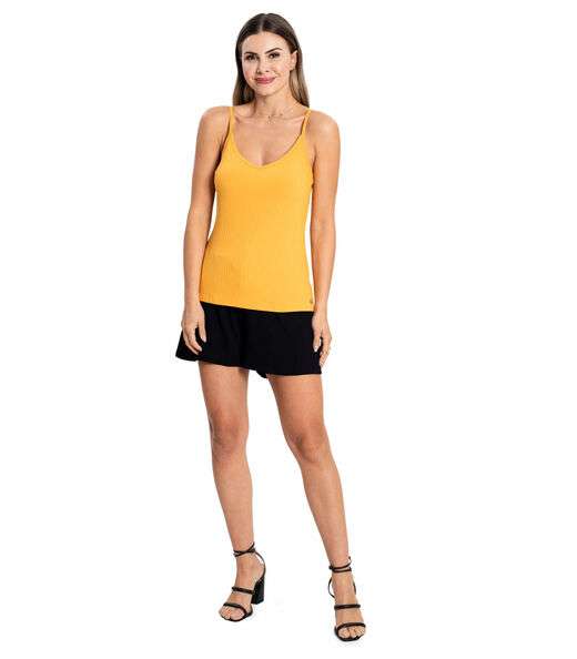 Blusa De Alça Feminina Ribana Canelada Rovitex Amarelo
