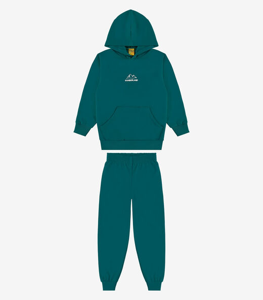 Conjunto Blusão de Capuz e Calça Moletom Rovi Kids Verde