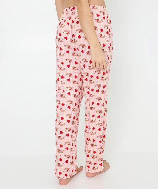 Calça Pijama Feminino Avulso Estampa Cachorros Marisa Rosa