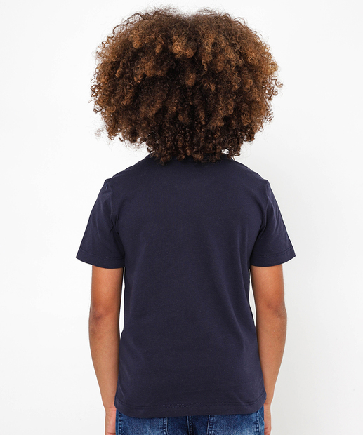 Camiseta Infantil Manga Curta Capivara MR Tam 4 a 10 Azul