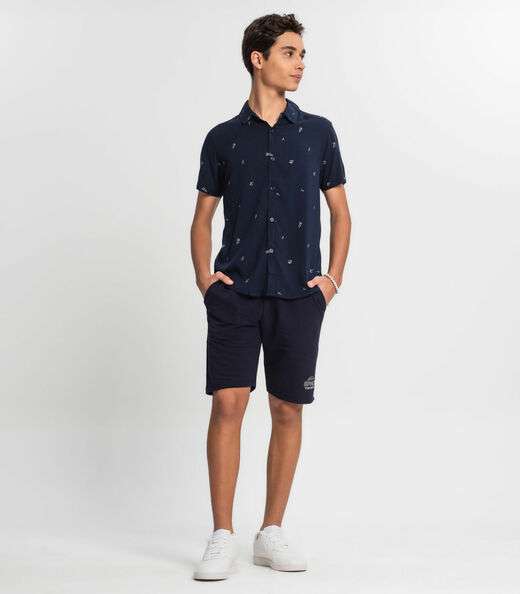 Camisa Juvenil Masculina Em Viscose Minty Azul