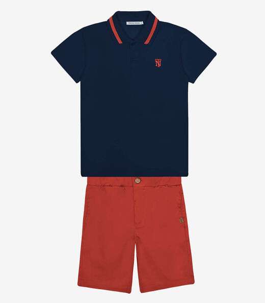 Conjunto Polo Com Bermuda Masculina Trick Nick Azul