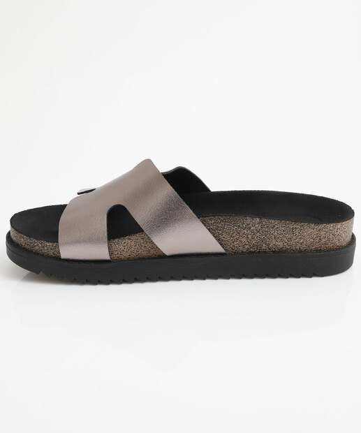 Rasteirinha Feminina Birken Metalizada Moleca Prateado