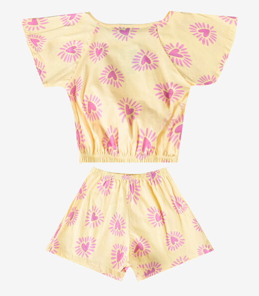 Conjunto Infantil Menina Blusa E Short Select Amarelo