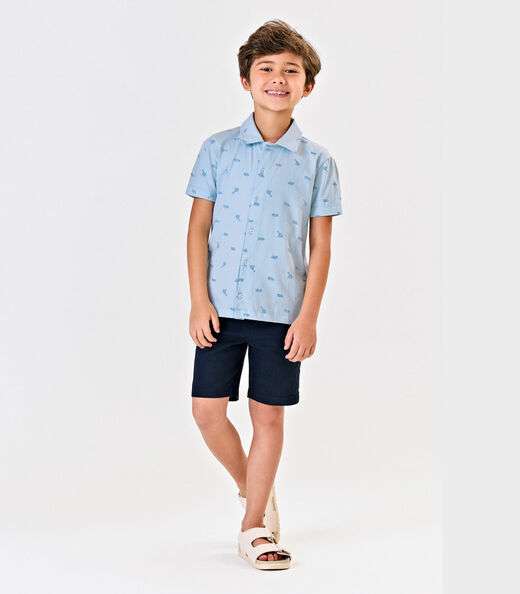 Conjunto Menino Camisa Com Bermuda Trick Nick Azul