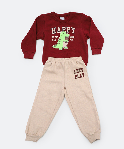 Image_Conjunto Infantil Moletinho Dinossauro MR Tam 1 a 3 Vinho