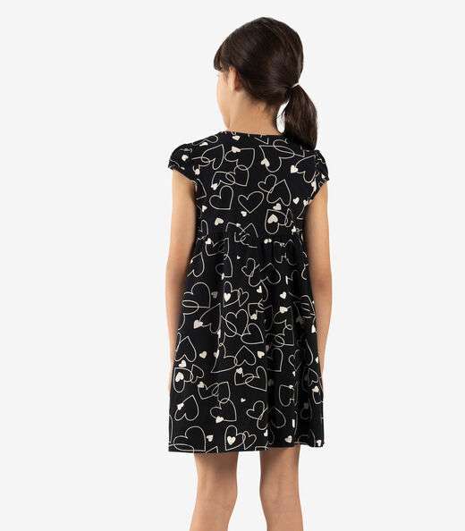 Vestido Infantil Corações Rovi Kids Preto