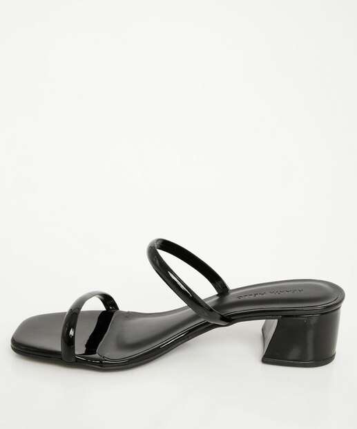 Tamanco Feminino Salto Grosso Verniz Renata Mello Preto