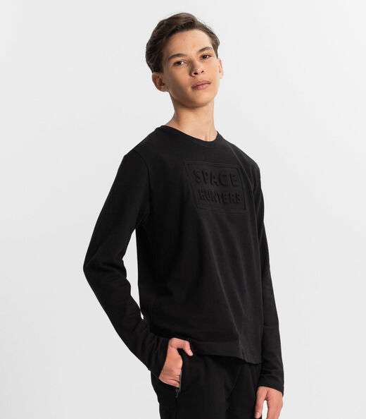 Camiseta Juvenil Masculina Manga Longa Minty Preto