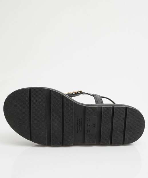 Sandália Feminina Flatform Corrente Bebecê Preto