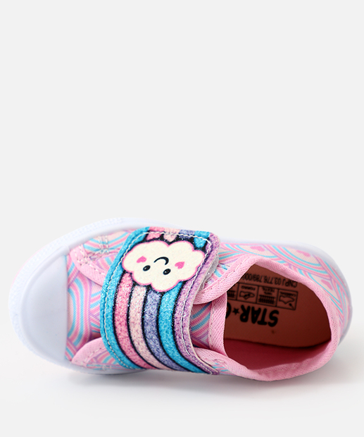 Tênis Infantil Casual Arco Íris Velcro Rosa