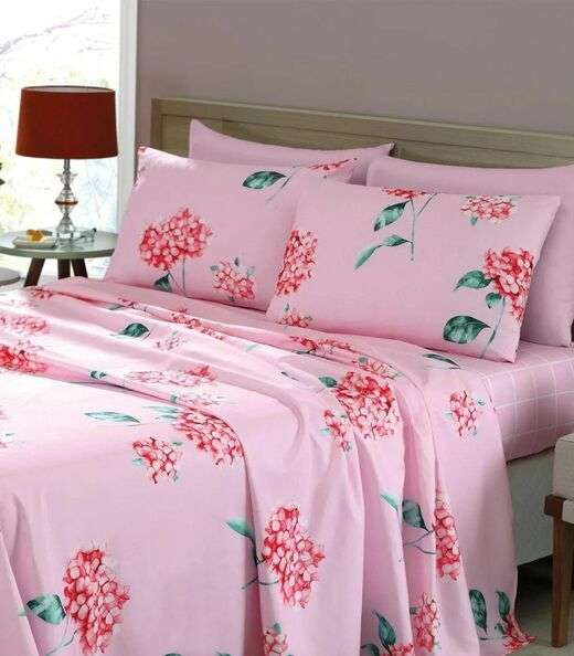 Jogo de Cama Solteiro 200 Fios Flores Lar e Lazer Rosa