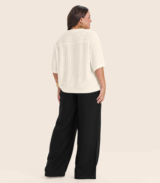 Camisa Manga Curta Plus Size Secret Glam Bege