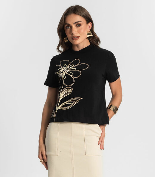Image_T- Shirt Feminina Com Detalhes Endless Preto
