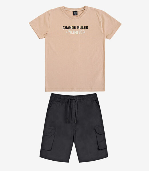 Conjunto Infantil Camiseta Com Bermuda Select Bege