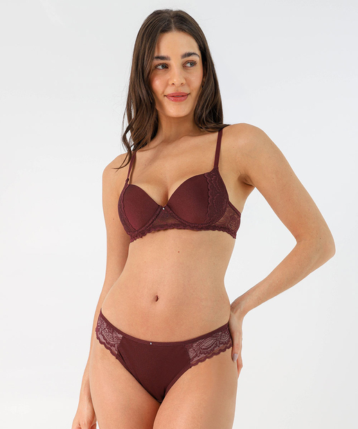 Sutiã Com Base Sem Bojo Renda Marisa Vinho