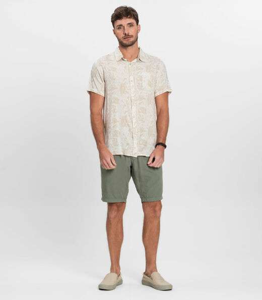 Camisa Masculina Manga Curta Diametro Bege