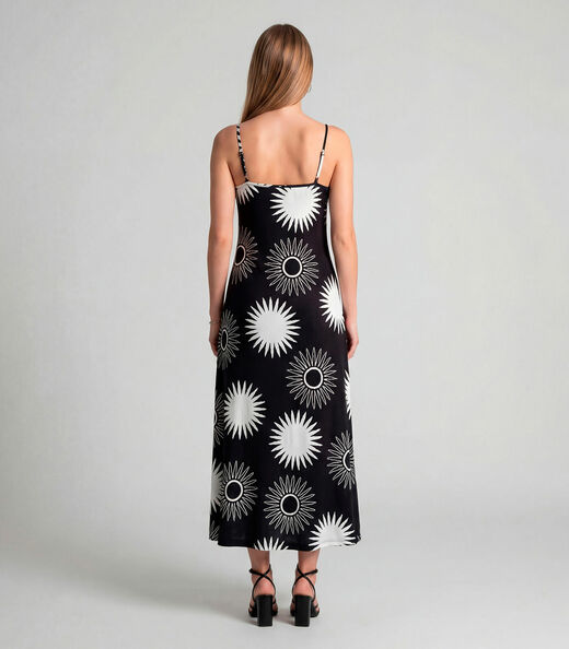 Vestido Midi Com Alças Finas Infinita Cor Preto