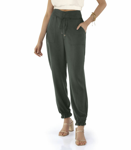 Calça Feminina Em Viscose Sarjada Twill Endless Verde