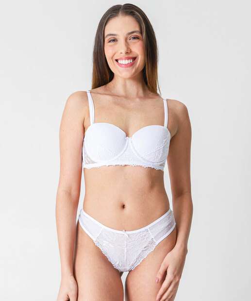 Sutiã de Renda Com Base E Bojo Marisa Branco