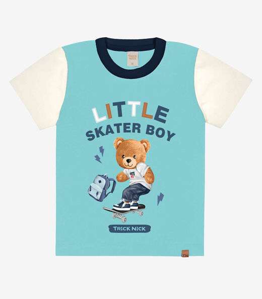 Camiseta Infantil Menino Urso Trick Nick Azul