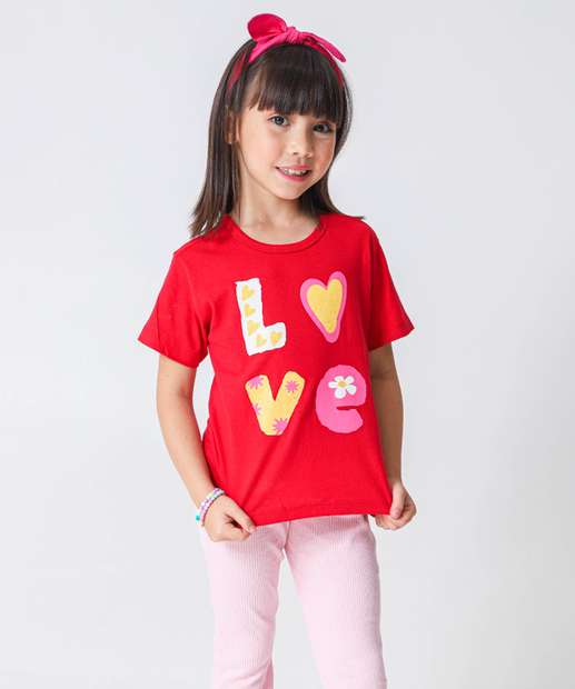 Camiseta Infantil Estampa Frase Manga Curta Marisa Tam 4 a 10