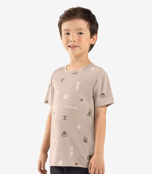 Camiseta Infantil Manga Curta Rovi Kids Marrom