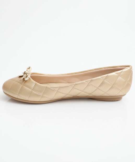 Sapatilha Feminina Bico Redondo Moleca Dourado