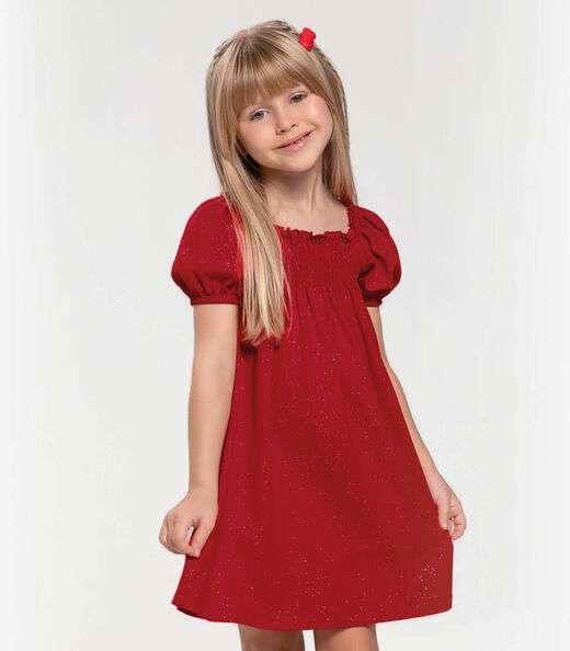 Vestido Infantil Com Glitter Trick Nick Vermelho