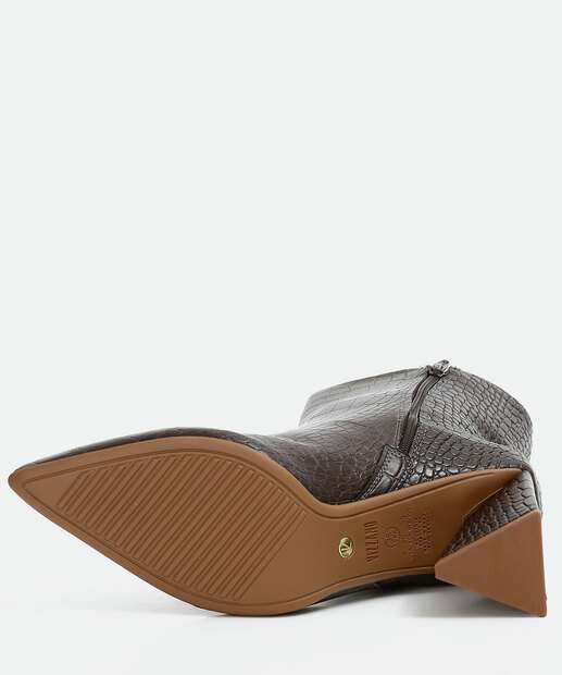 Bota Feminina Cano Curto Salto Grosso Textura Croco Vizzano