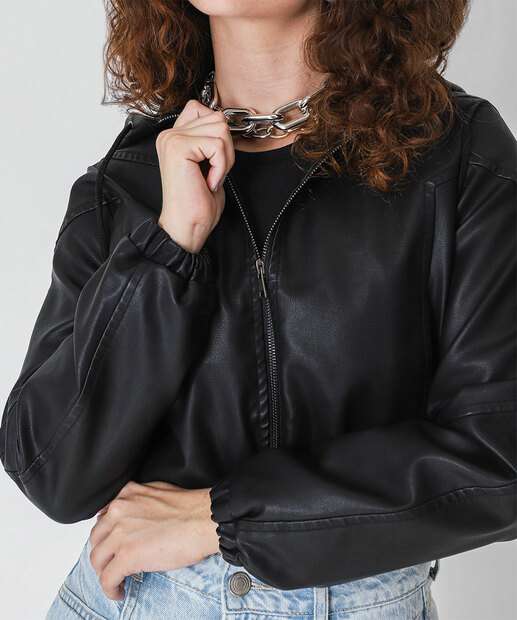 Jaqueta Feminina Bomber Bolsos Marisa Preto