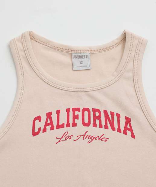 Blusa Juvenil Cropped Regata Marisa Tam 10 a 16 Bege