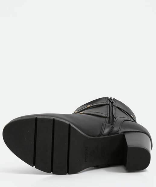 Bota Feminina Cano Curto Salto Grosso Tachas Modare 